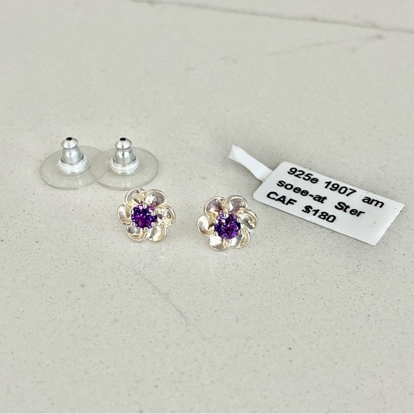 Sterling silver 925 Amethyst Earrings - Picture 1 of 7